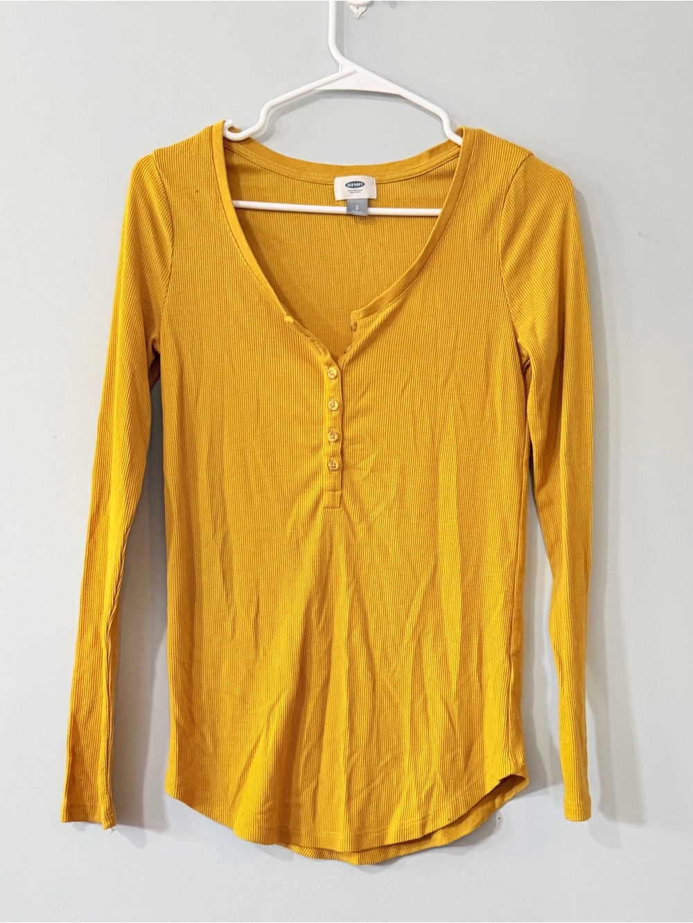 Old Navy Mustard Yellow Long-Sleeve Henley Top